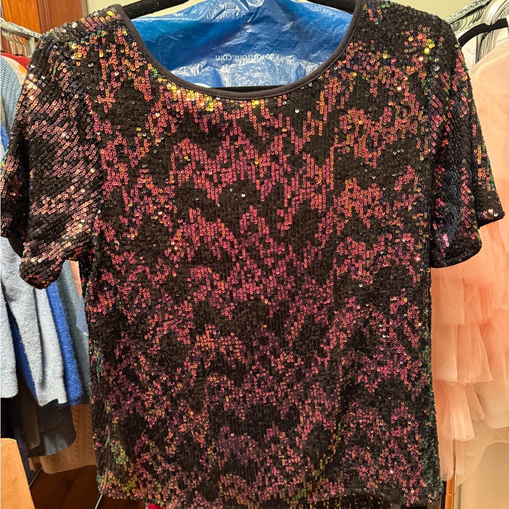 Sequin Black and Bronze Women's Top